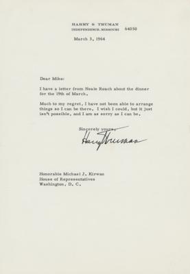 Lot #159 Harry S. Truman Typed Letter Signed