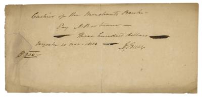 Lot #55 Aaron Burr Autograph Check Signed - Image 1