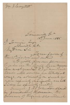 Lot #306 James Longstreet Autograph Letter Signed on Bull Run Reunion