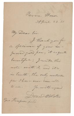 Lot #294 Daniel Webster Autograph Letter Signed