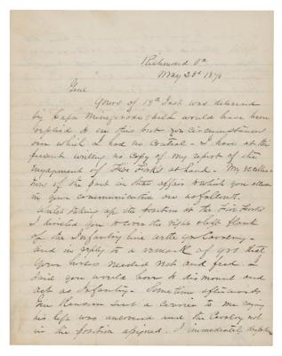 Lot #308 George Pickett Autograph Letter Signed on Defeat at Five Forks