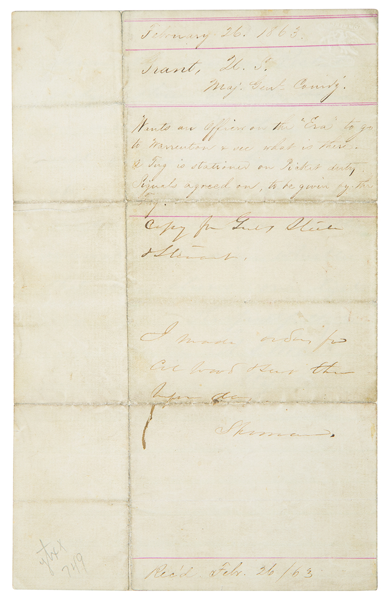 Lot #105 U. S. Grant Autograph Letter Signed to Gen. Sherman (1863) - Image 3