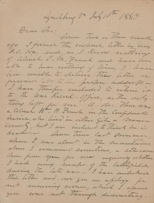 Lot #299 Jubal A. Early Autograph Letter Signed Recommending Stonewall Jackson's Mapmaker