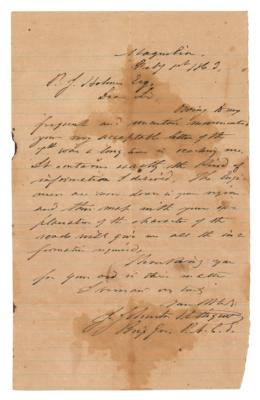 Lot #307 J. Johnston Pettigrew Autograph Letter Signed on Preparing for Lee's Offensive