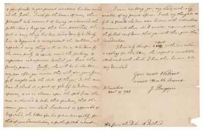 Lot #27 John Burgoyne Autograph Letter Signed (1783) - Image 2