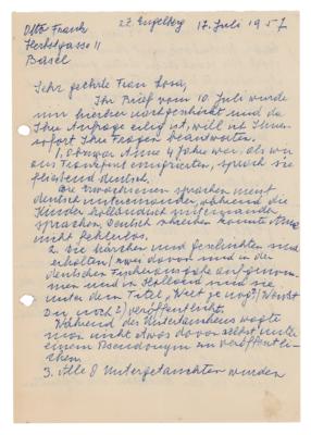 Lot #197 Otto Frank Letter Signed on Anne Frank and German Concentration Camps