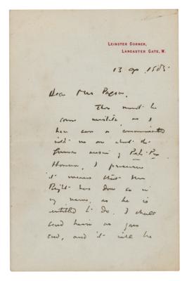 Lot #451 James M. Barrie Autograph Letter Signed on Peter Pan