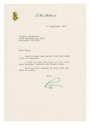 Lot #483 L. Ron Hubbard Typed Letter Signed