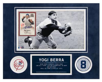 Lot #746 Yogi Berra (2) Signed Items - Baseball and Baseball Card Display - Image 2