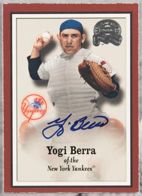 Lot #746 Yogi Berra (2) Signed Items - Baseball and Baseball Card Display - Image 3