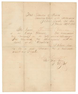 Lot #310 George A. Custer Document Signed for Indian Warrior