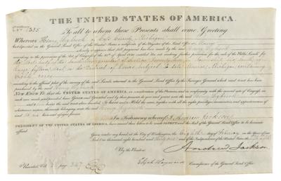 Lot #95 Andrew Jackson Document Signed as President - Image 1