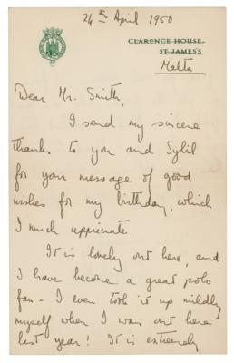 Lot #191 Queen Elizabeth II Autograph Letter Signed