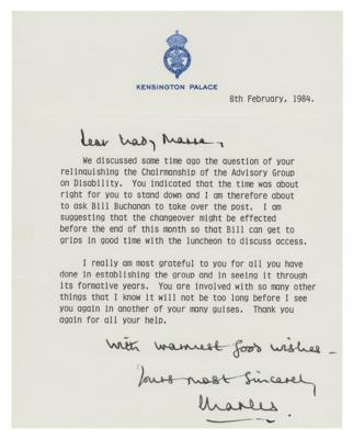 Lot #181 King Charles III Typed Letter Signed