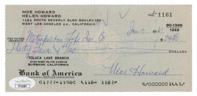 Lot #728 Three Stooges: Moe Howard Signed Check