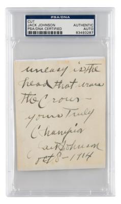 Lot #741 Jack Johnson Signature (1914)