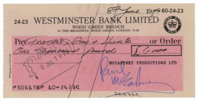 Lot #513 Beatles: Paul McCartney Signed Check