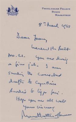 Lot #336 Mountbatten of Burma Autograph Letter Signed (1967) - Image 1