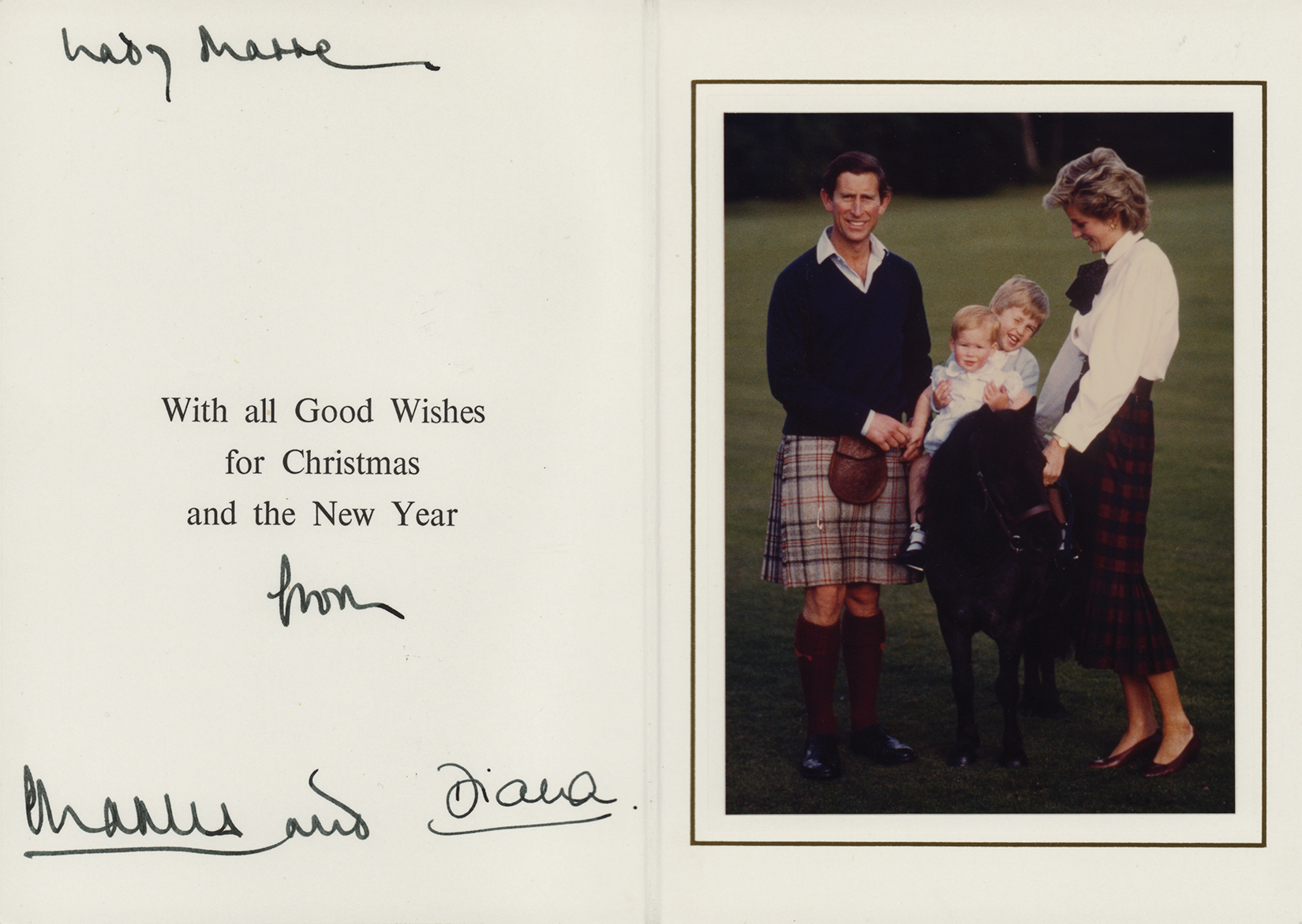 Lot #188 Princess Diana and King Charles III Signed Christmas Card (1985)