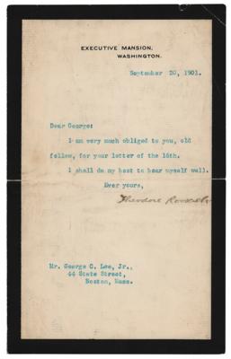 Lot #109 Theodore Roosevelt Typed Letter Signed as President - Sixth Day in Office