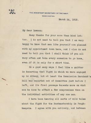 Lot #115 Franklin D. Roosevelt Typed Letter Signed