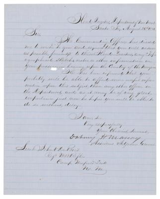 Lot #333 Dabney H. Maury Letter Signed (1860) Requesting Information on the Navajo Tribe - Image 1