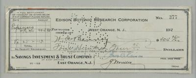 Lot #209 Thomas Edison Signed Check - Image 2