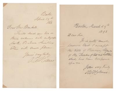 Lot #482 Oliver Wendell Holmes, Sr. (2) Autograph