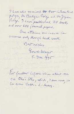 Lot #267 Ernst Mayr Autograph Letter Signed - Image 2