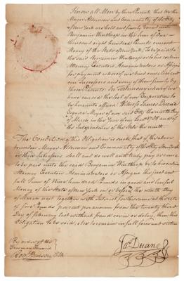 Lot #56 James Duane and Brockholst Livingston Document Signed (1785)
