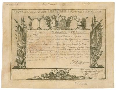 Lot #30 Marquis de Lafayette Document Signed (1790)