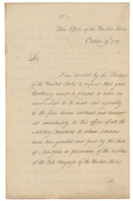 Lot #29 Henry Knox Letter Signed as Secretary of War - Image 1