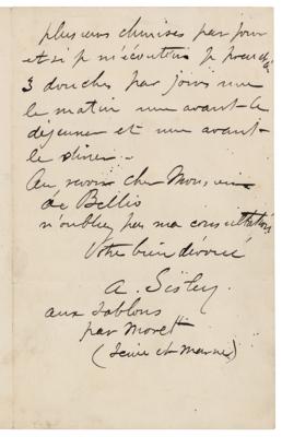 Lot #418 Alfred Sisley Autograph Letter Signed - Image 2