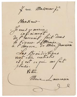 Lot #435 Marie Laurencin Autograph Letter Signed - Image 1