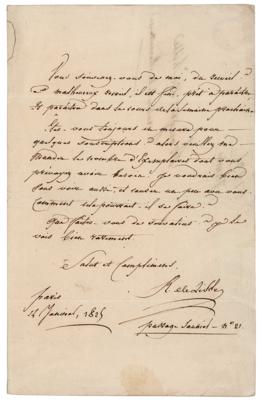 Lot #317 Claude Joseph Rouget de Lisle Autograph Letter Signed - Image 1