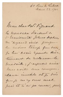 Lot #739 Pierre de Coubertin Autograph Letter Signed