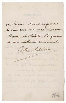 Lot #502 Arthur Sullivan Autograph Letter Signed to Massenet - Image 2