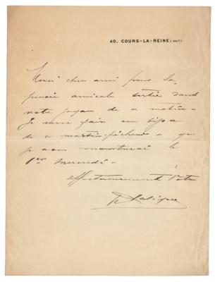 Lot #409 Rene Lalique Autograph Letter Signed on Jewelry