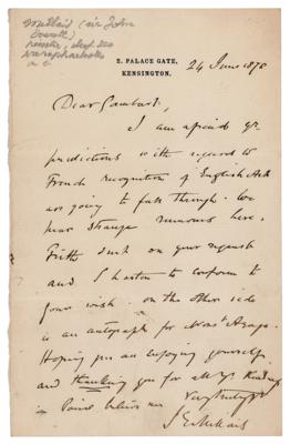 Lot #412 John Everett Millais Autograph Letter Signed - Image 1