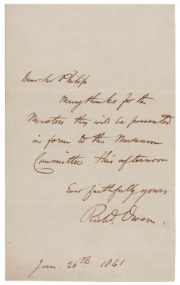 Lot #275 Richard Owen Autograph Letter Signed on Dinosaurs - Image 1