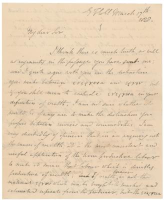 Lot #217 Thomas Robert Malthus Autograph Letter Signed on Wealth - Image 1