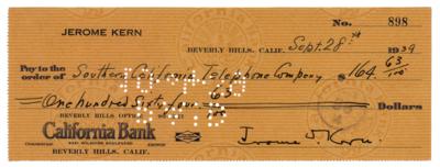 Lot #541 Jerome Kern Signed Check