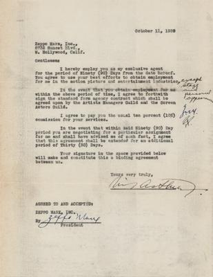 Lot #695 Zeppo Marx and Nils Asther Document