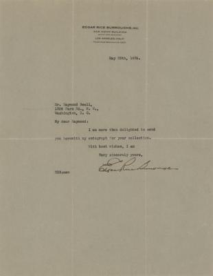 Lot #477 Edgar Rice Burroughs Typed Letter Signed