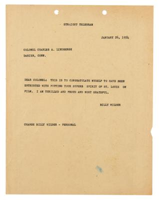 Lot #347 Charles Lindbergh and Billy Wilder: The Spirit of St. Louis Movie Correspondence Archive - Image 4