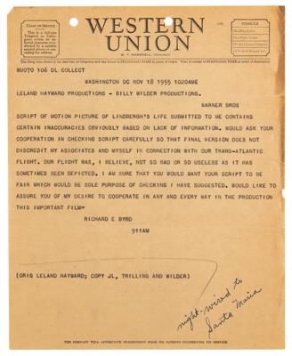 Lot #347 Charles Lindbergh and Billy Wilder: The Spirit of St. Louis Movie Correspondence Archive - Image 7