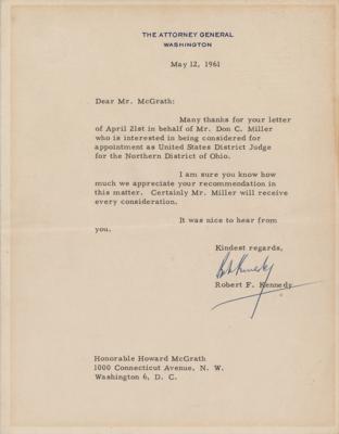 Lot #257 Robert F. Kennedy Typed Letter Signed