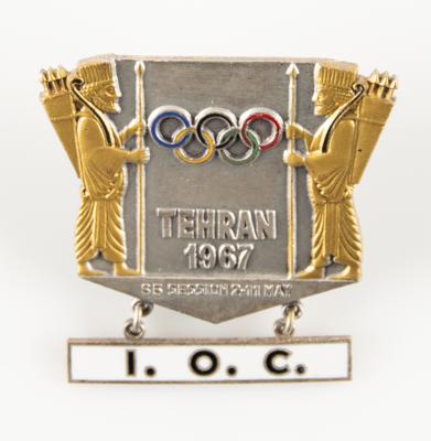 Lot #4230 65th IOC Session in Tehran, 1967. IOC Badge Presented to Member James Worrall - Image 1