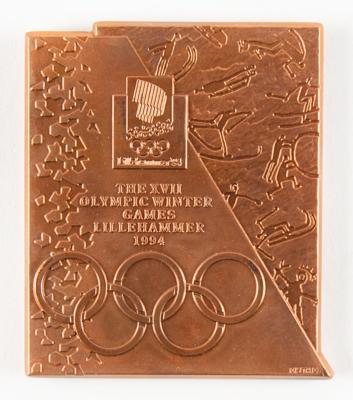 Lot #4153 Lillehammer 1994 Winter Olympics Copper Participation Medal - From the Collection of IOC Member James Worrall - Image 1