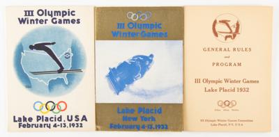 Lot #4286 Lake Placid 1932 Winter Olympics (2) Preliminary Programs and an Official Regulations Booklet - Image 1